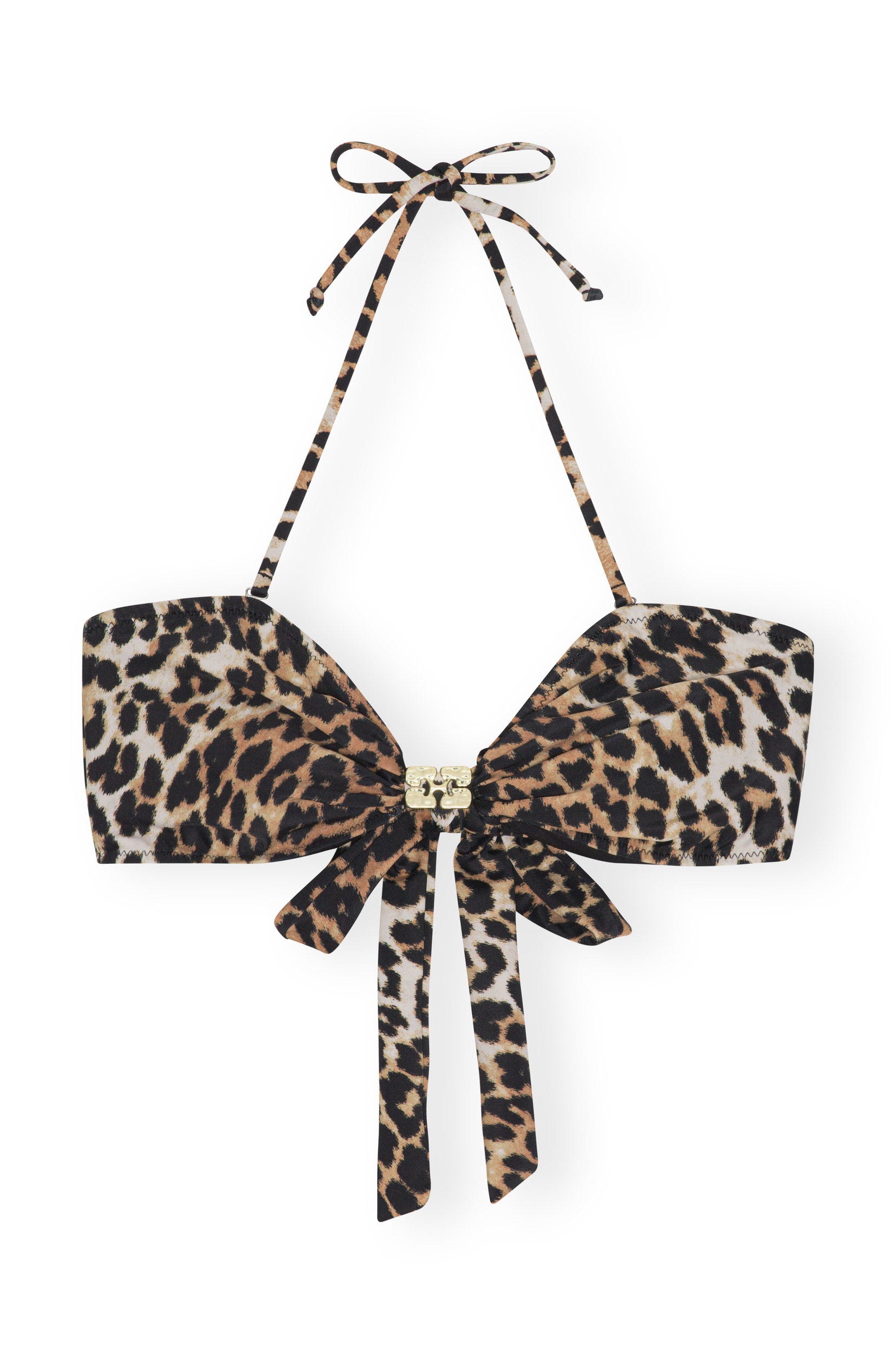 Ganni - Recycled Printed Emblem Bandeau Bikini Top - Almond Milk -