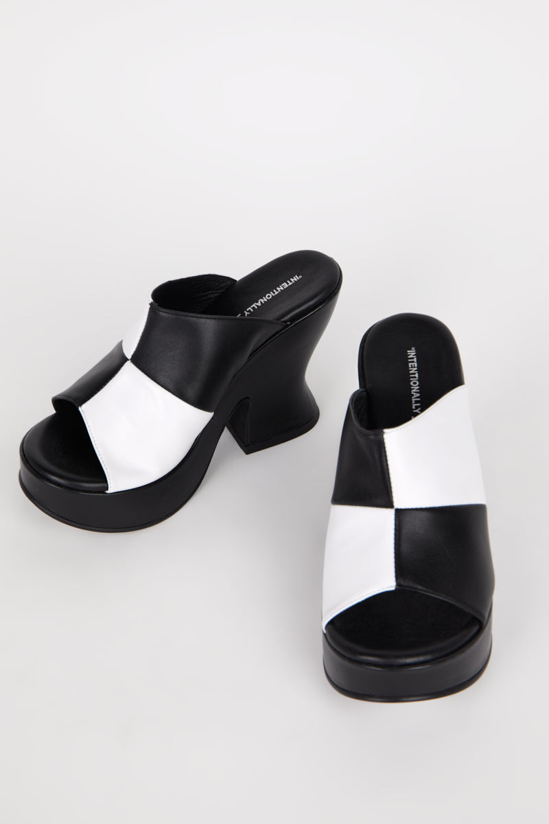 Intentionally Blank - Adieu Platform - BLACK WHITE LEATHER