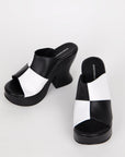 Intentionally Blank - Adieu Platform - BLACK WHITE LEATHER