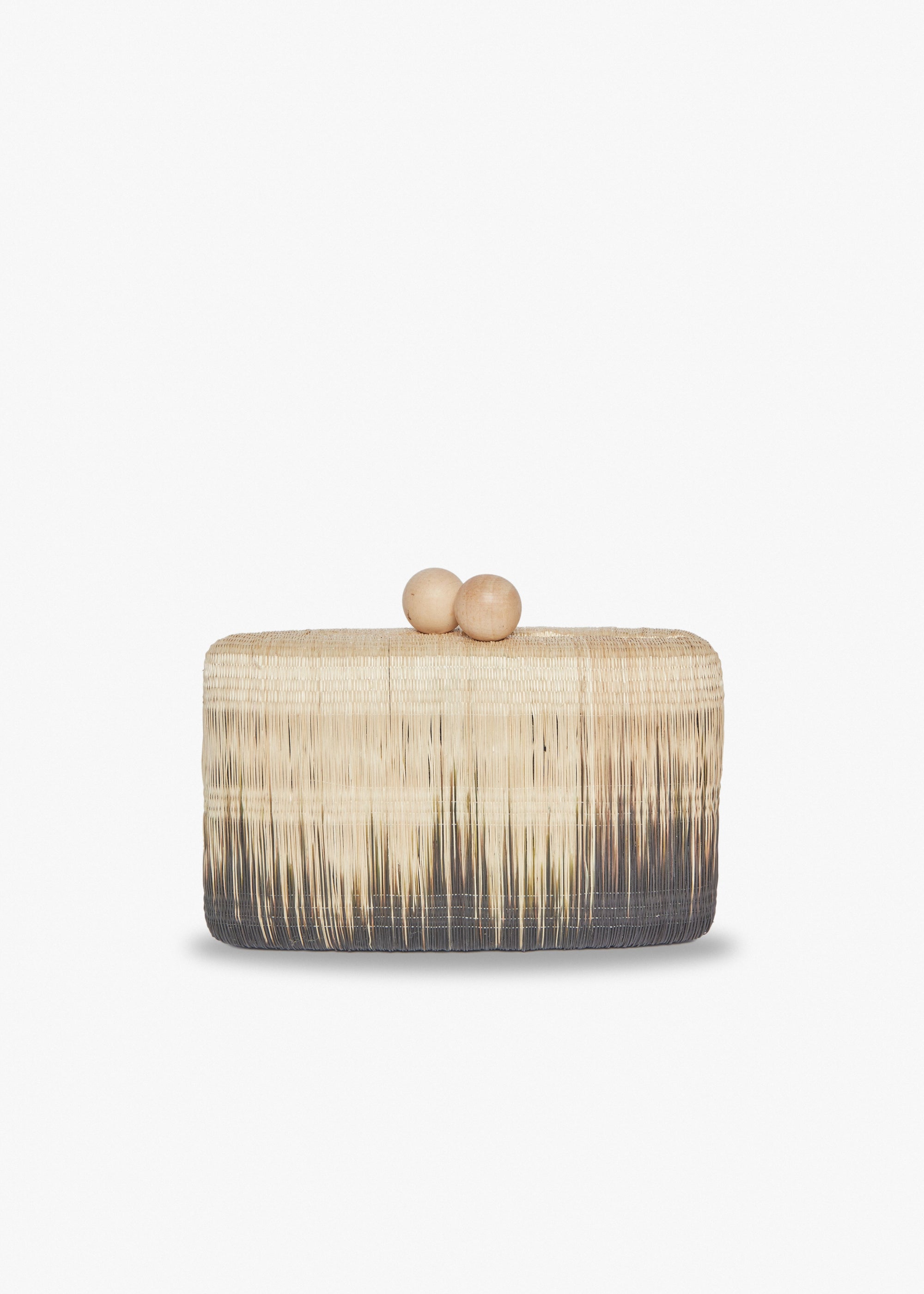 Kayu - Akna Woven Ombre Straw Clutch Bag - Natural Black Ombre