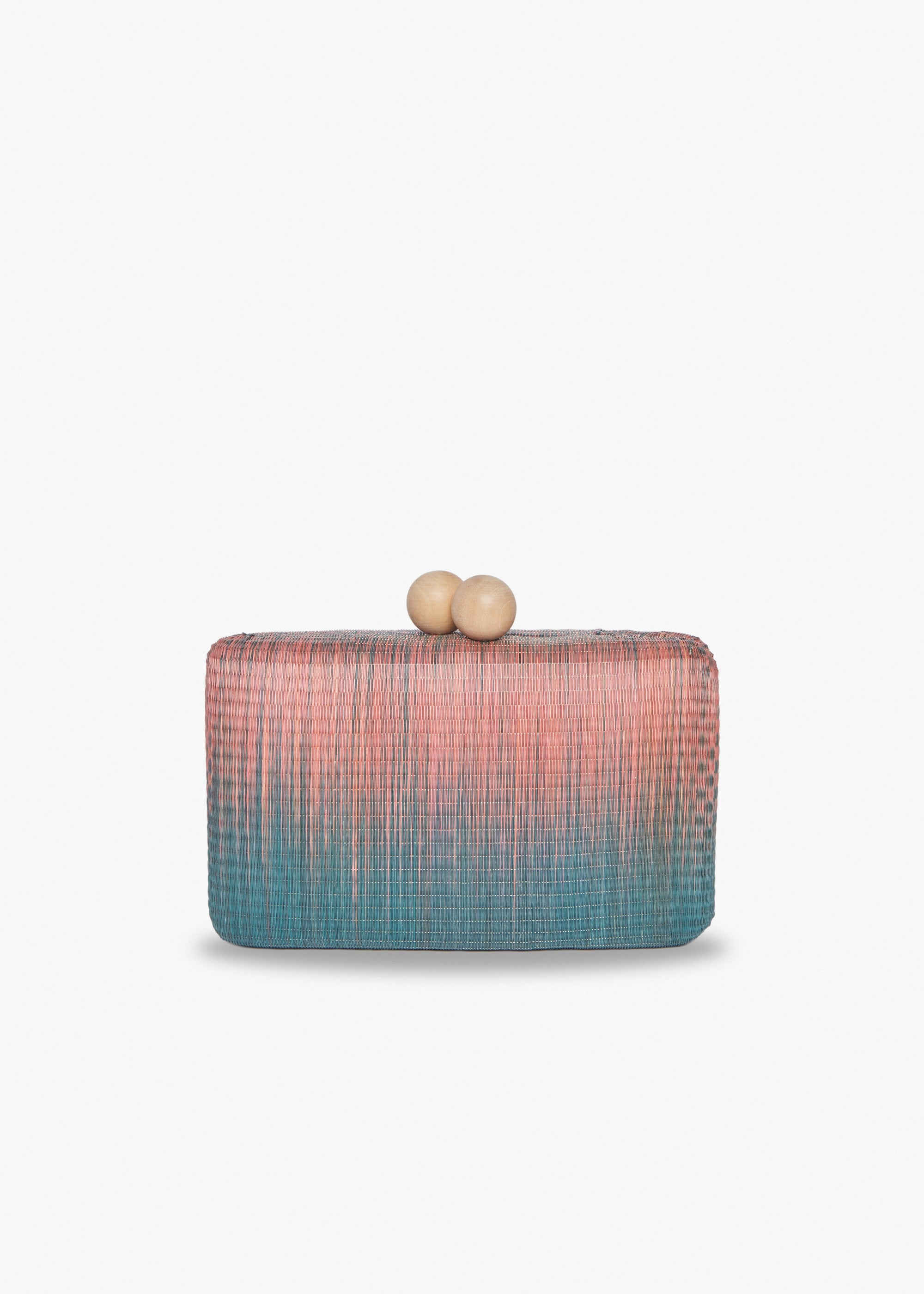 Kayu - Akna Woven Ombre Straw Clutch Bag - Pink Blue Ombre
