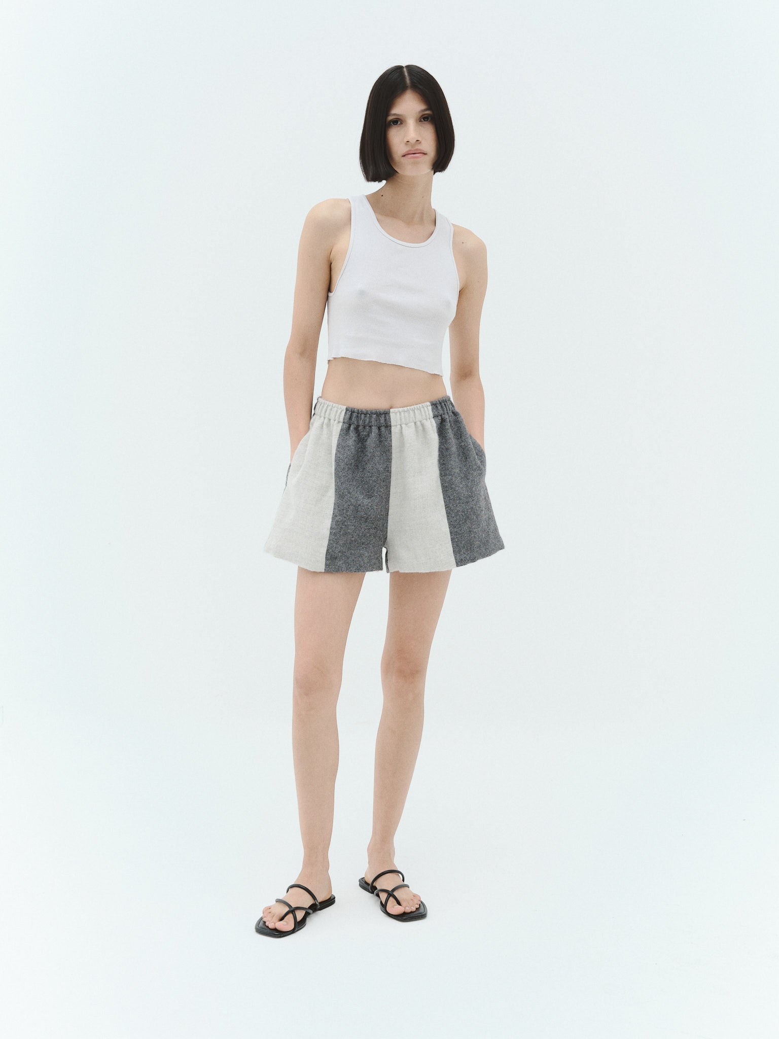 Loti - Alana Boxer Shorts - Grey Patchwork -