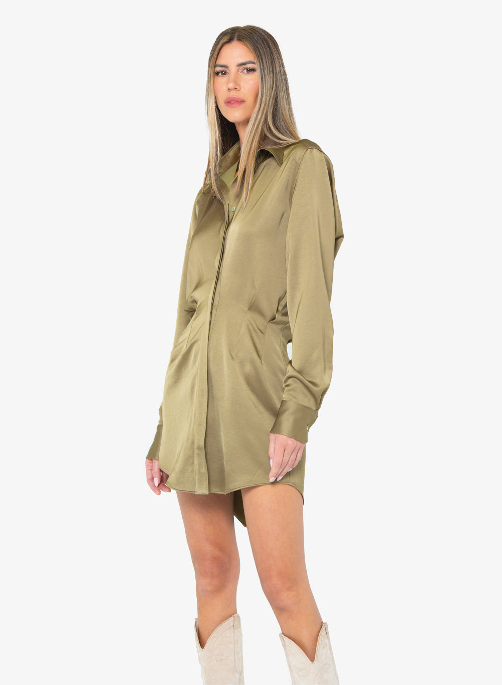 JBQ - Althea Dress - Pine Satin -