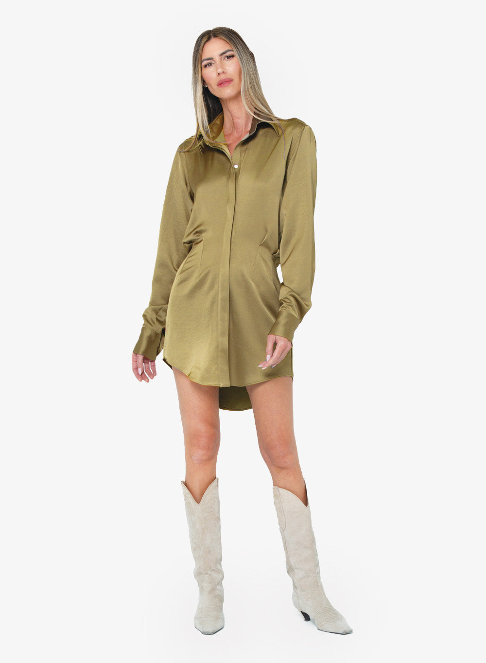 JBQ - Althea Dress - Pine Satin -