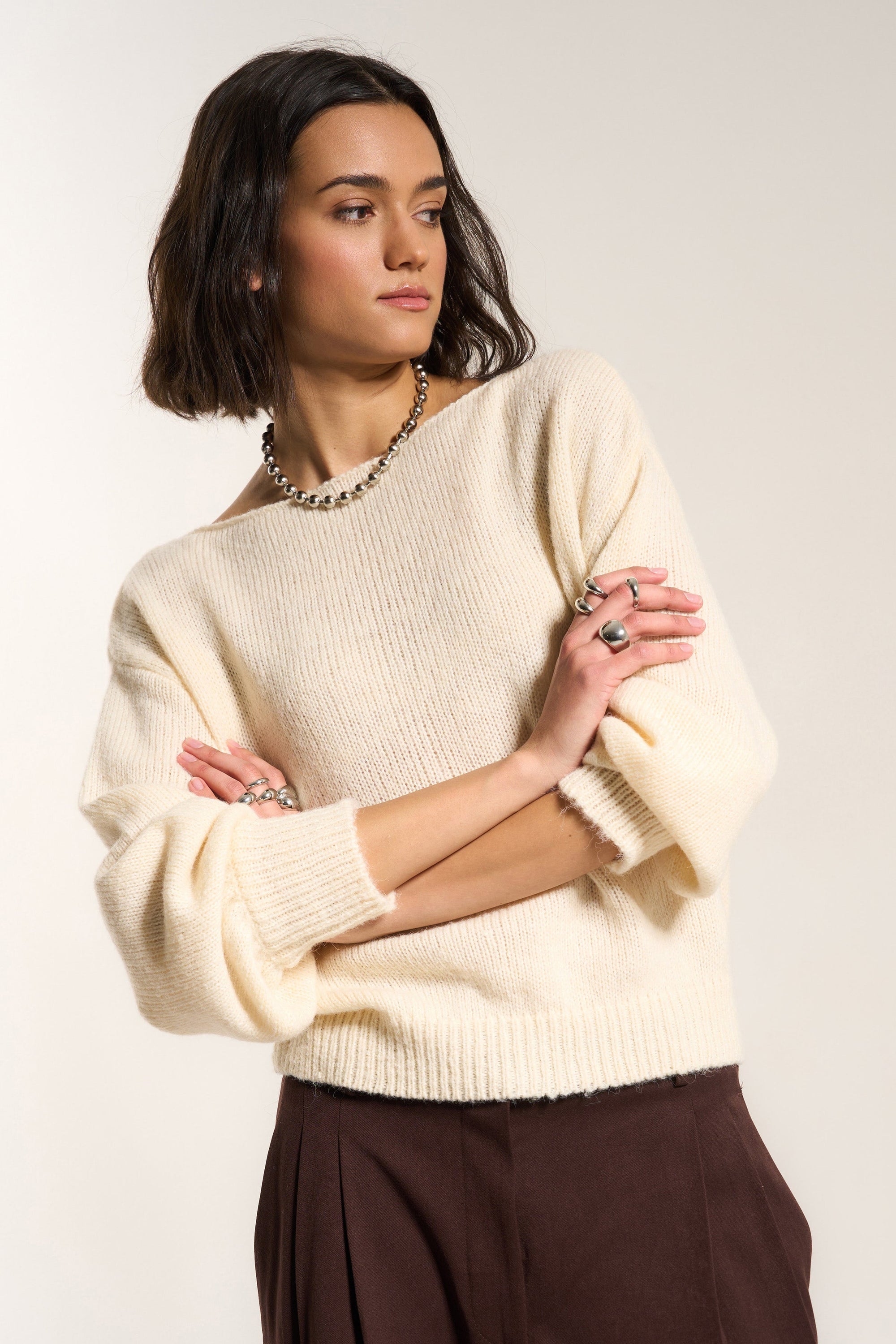 Callahan Knitwear - Anya Off The Shoulder - Swan -