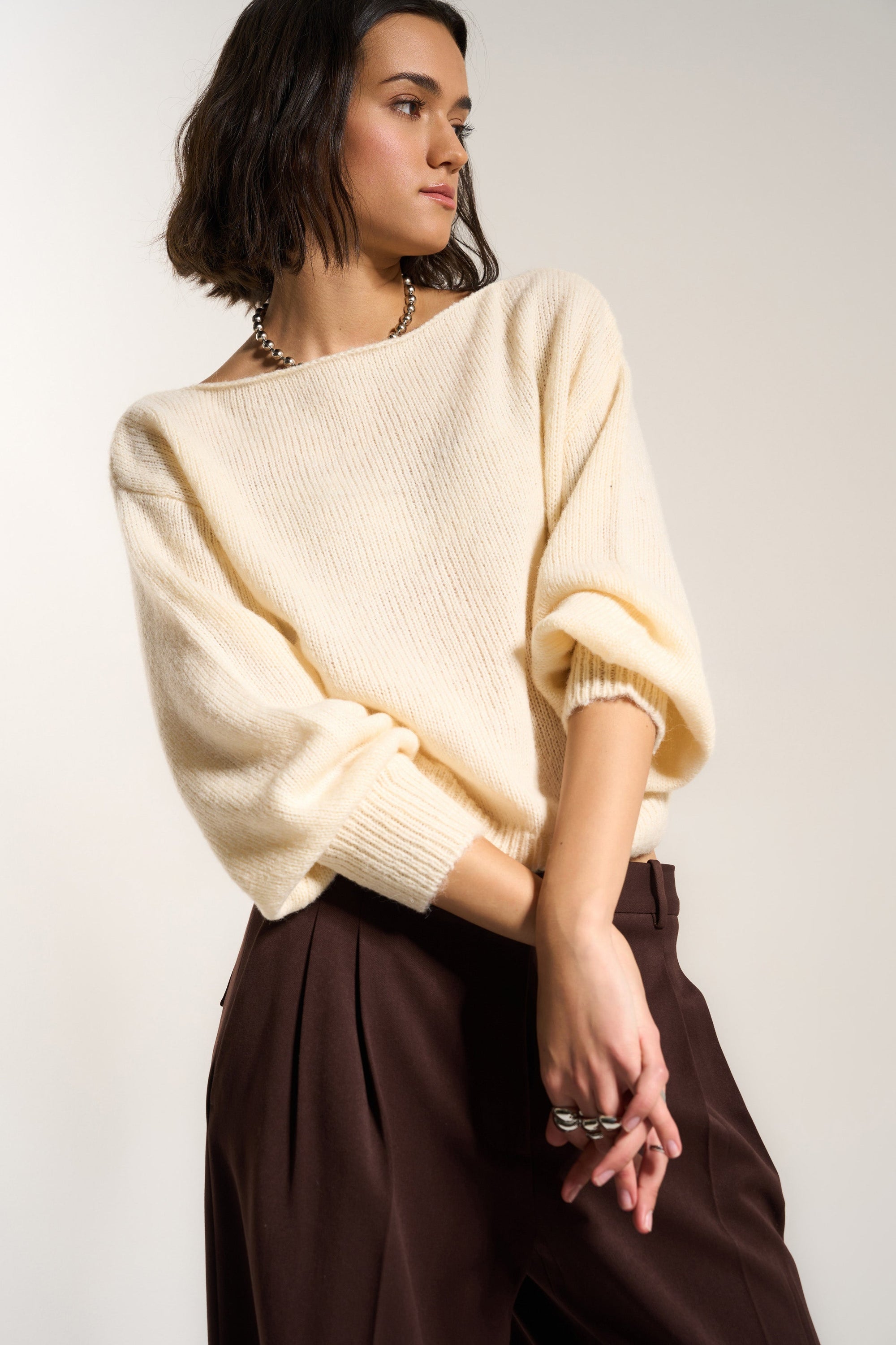Callahan Knitwear - Anya Off The Shoulder - Swan -
