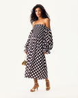 Sleeper - Atlanta Dress with Hair Ribbon - Black/White Polka Dot -