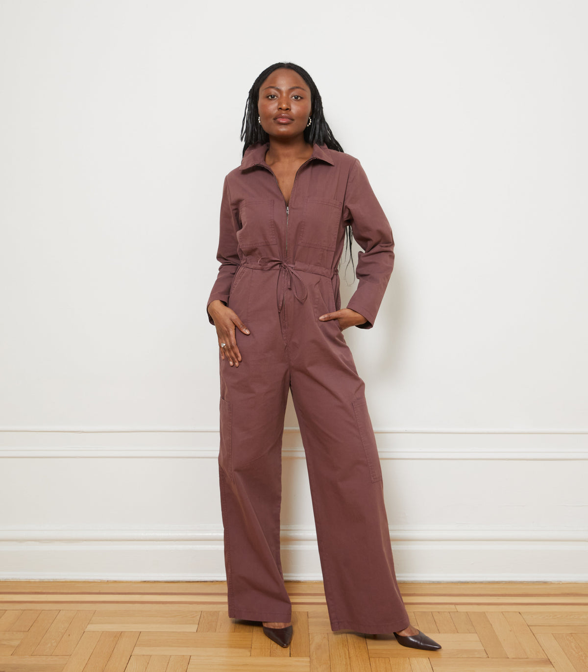 Loup - Spencer Cargo Zip Jumpsuit - Auburn -