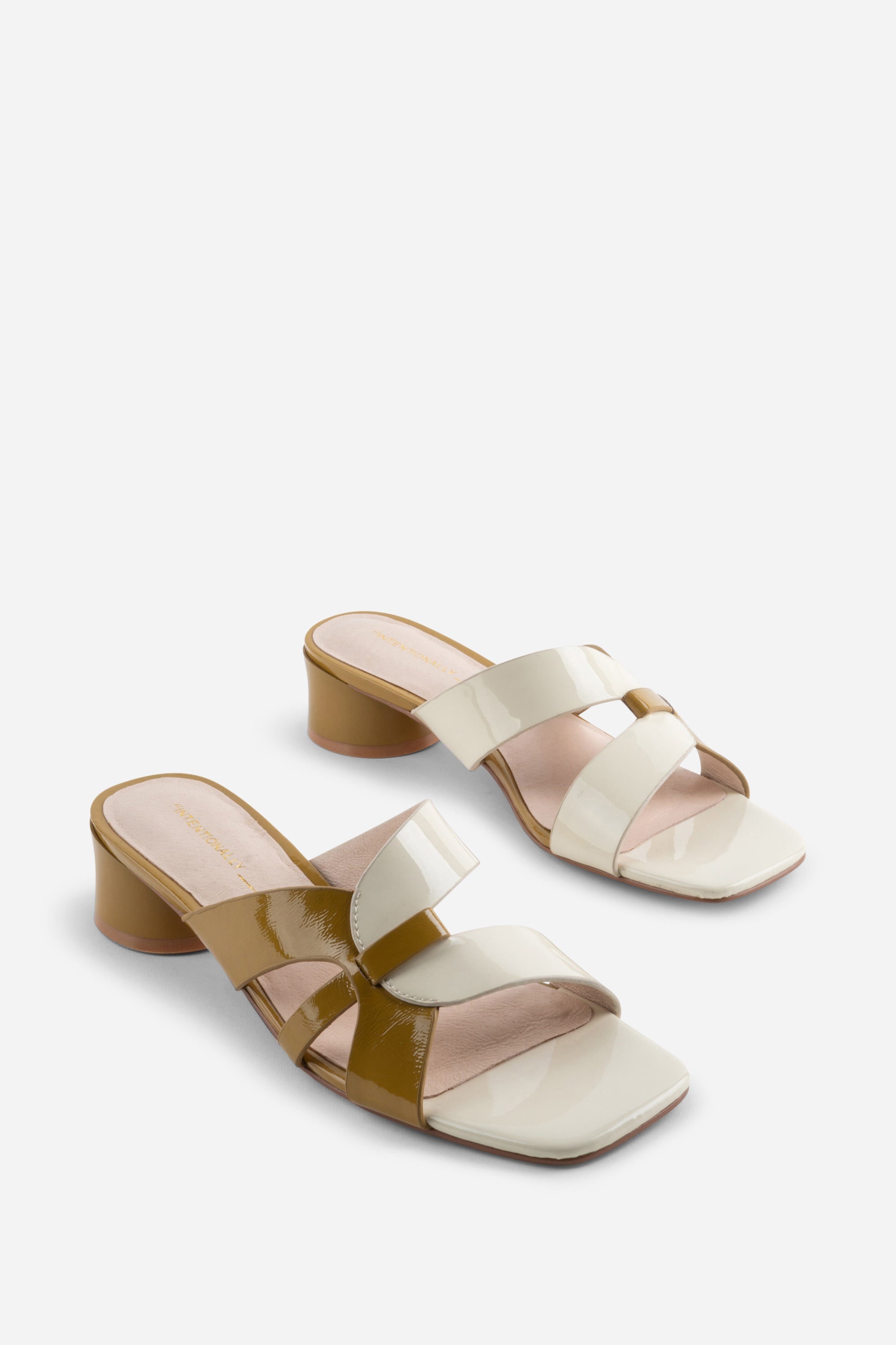 Intentionally Blank - Beatrix Heeled Sandal - MUSTARD COMBO CRINKLE PATENT LEATHER