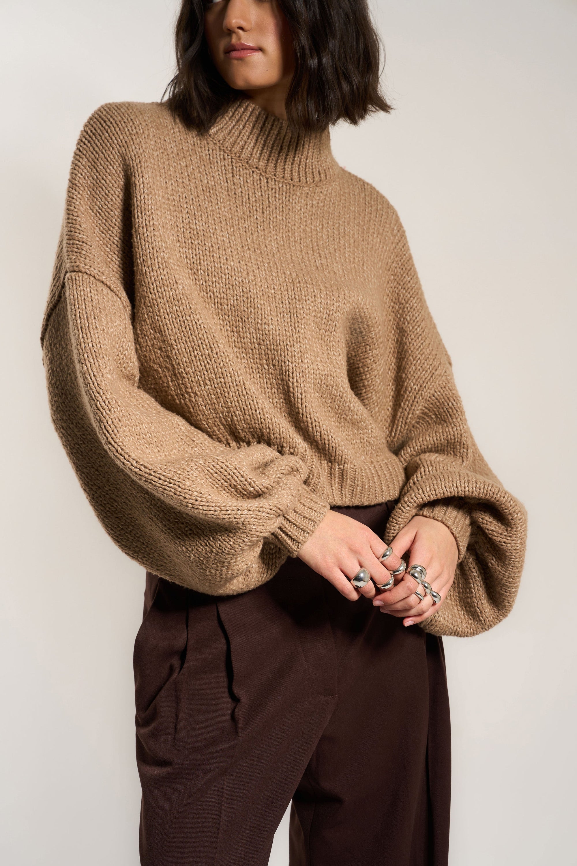 Callahan Knitwear - Bellamy Crop Pullover - Raw Umber -