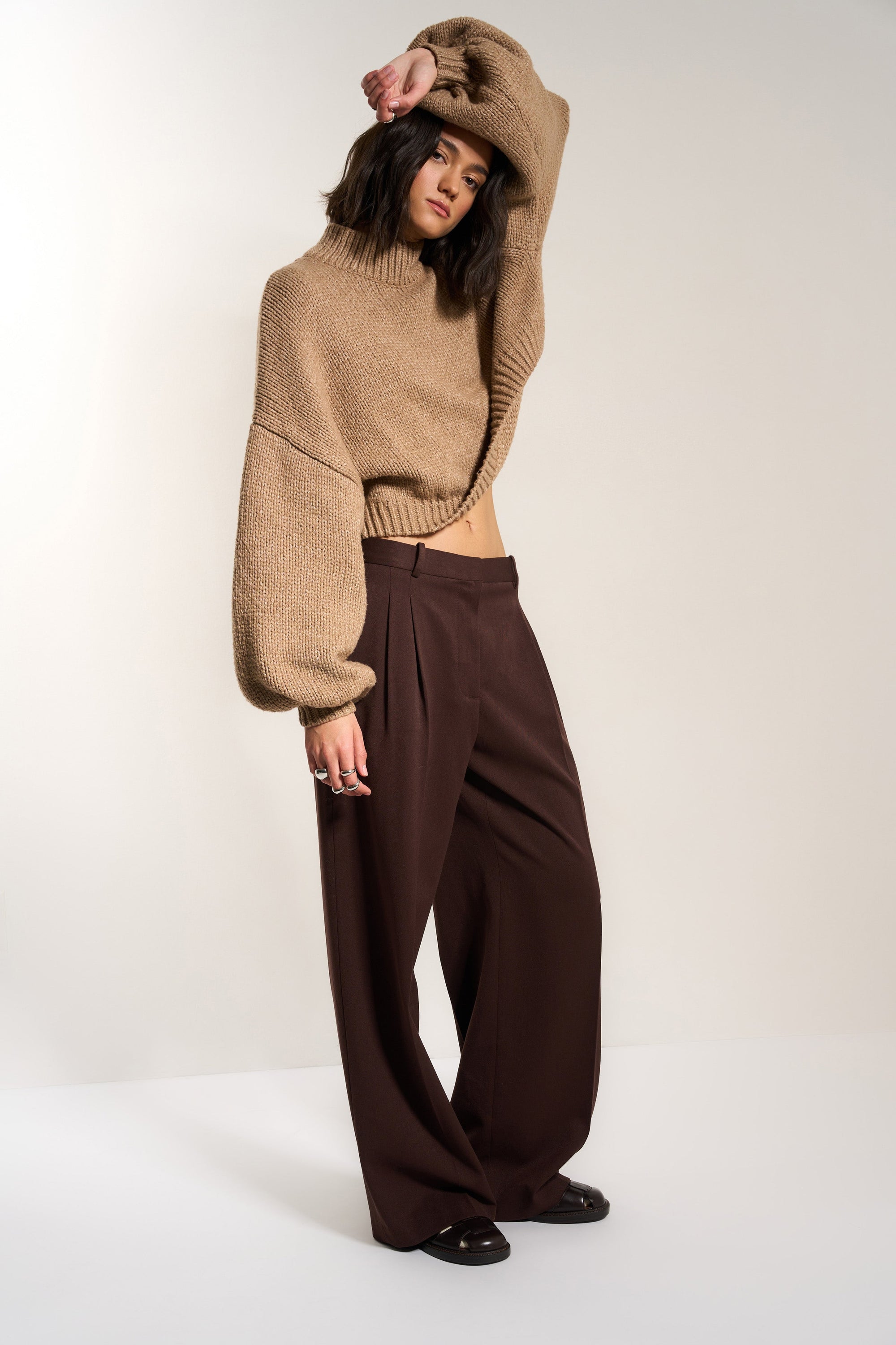 Callahan Knitwear - Bellamy Crop Pullover - Raw Umber -