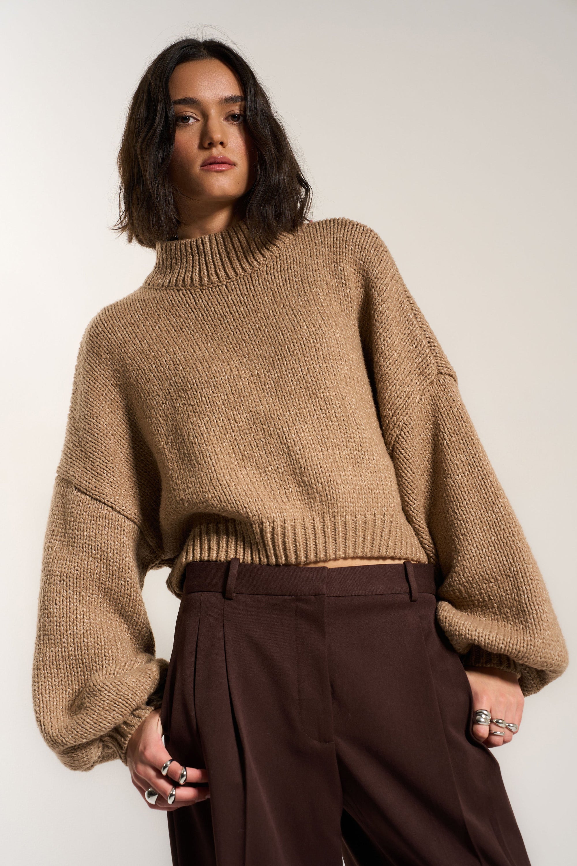 Callahan Knitwear - Bellamy Crop Pullover - Raw Umber -