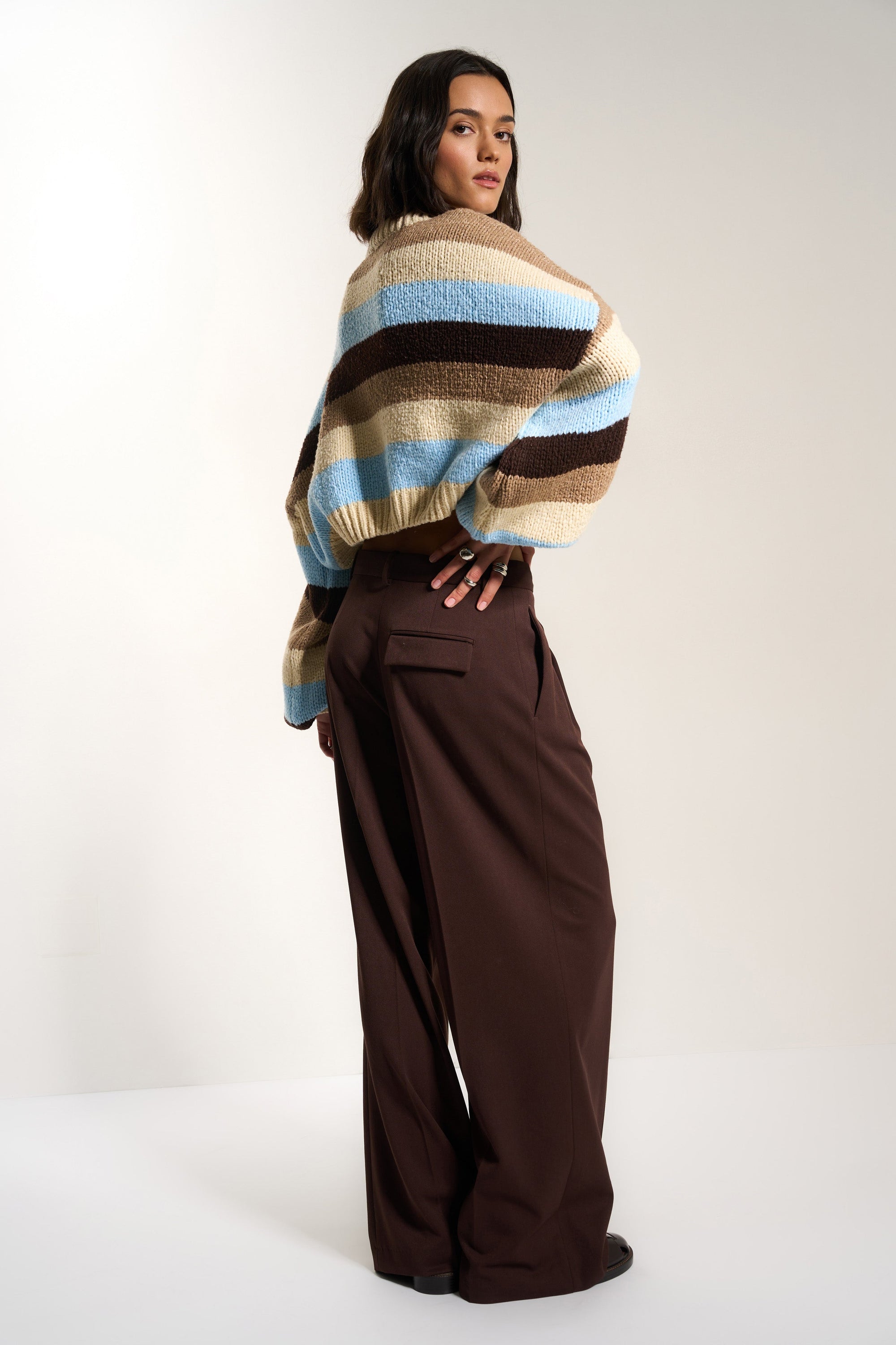 Callahan Knitwear - Bellamy Crop Pullover - Sky Stripe -