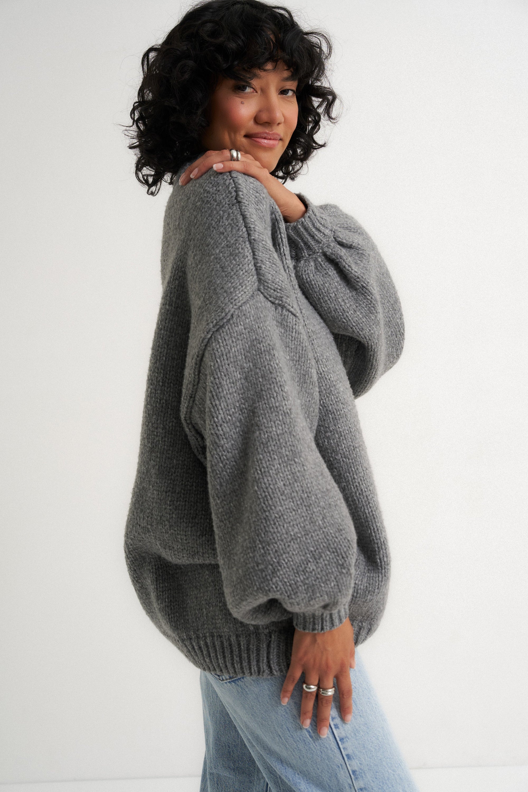 Callahan Knitwear - Bellamy Pullover - Dark Heather Grey -