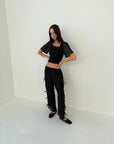 Lisa Says Gah - Toni Smocked Top - Black Organza -