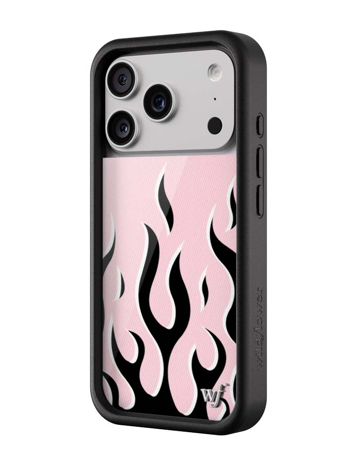 Wildflower iPhone case 17 Pro Flames Pink Black Cute