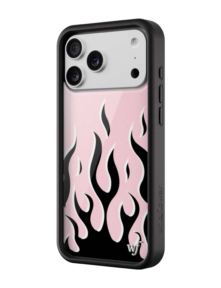 Wildflower iPhone case 17 Pro Max Flames Pink Black Cute