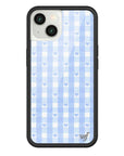 Wildflower iPhone case 13 Blue Gingham Hearts Vintage Cute Classic