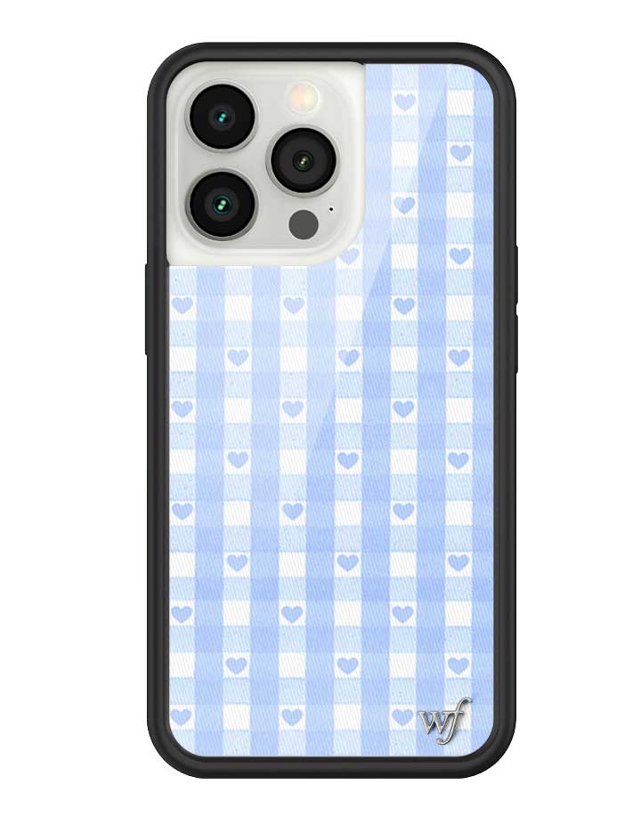 Wildflower iPhone case 13 Pro Blue Gingham Hearts Vintage Cute Classic