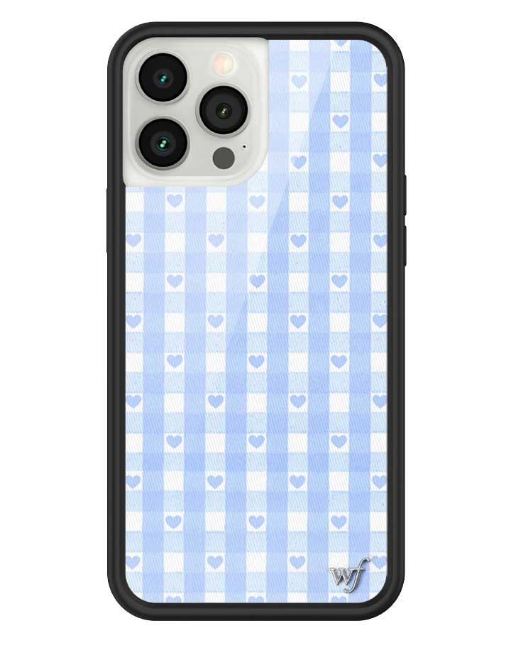 Wildflower iPhone case 13 Pro Max Blue Gingham Hearts Vintage Cute Classic
