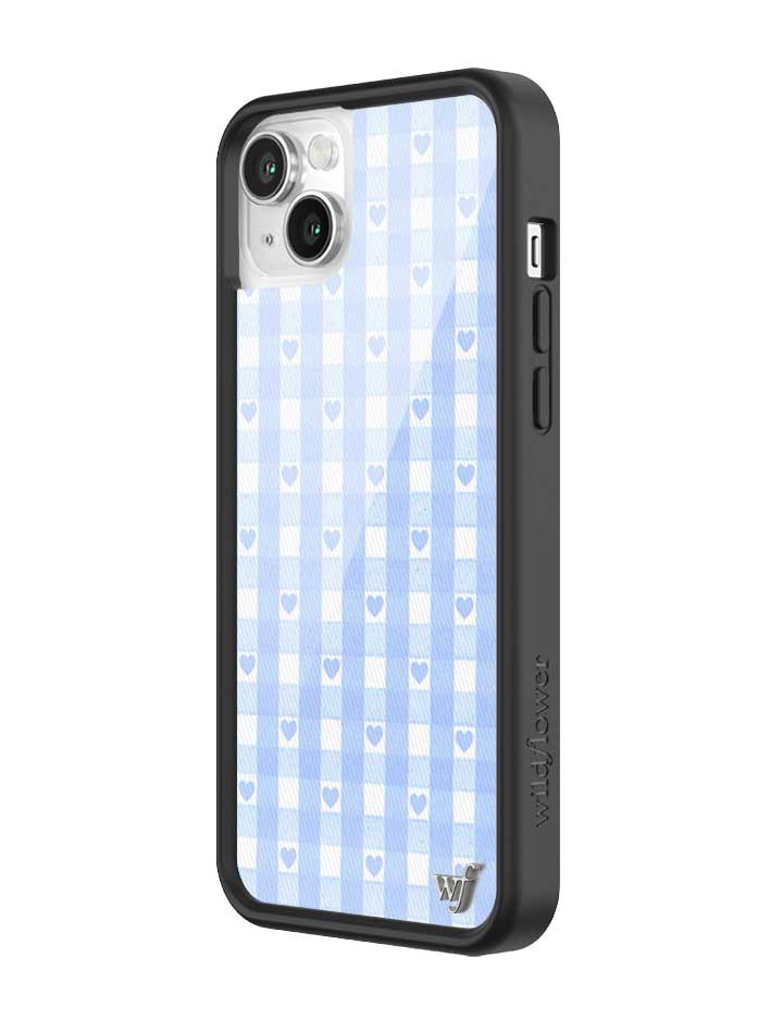 Wildflower iPhone case 14 Blue Gingham Hearts Vintage Cute Classic 2