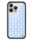 Wildflower iPhone case 14 Pro Blue Gingham Hearts Vintage Cute Classic
