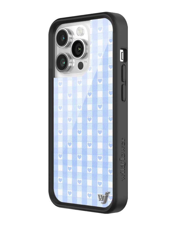 Wildflower iPhone case 14 Pro Blue Gingham Hearts Vintage Cute Classic 2