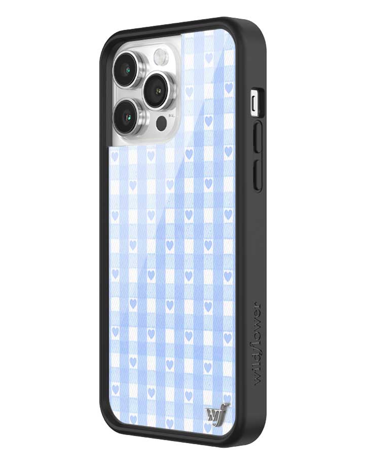 Wildflower iPhone case 14 Pro Max Blue Gingham Hearts Vintage Cute Classic 2