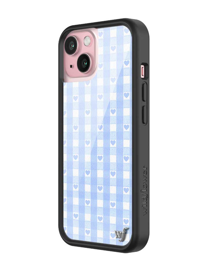Wildflower iPhone case 15 Blue Gingham Hearts Vintage Cute Classic 2