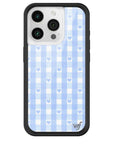 Wildflower iPhone case 15 Pro Blue Gingham Hearts Vintage Cute Classic