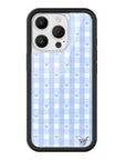 Wildflower iPhone case 16 Pro Blue Gingham Hearts Vintage Cute Classic
