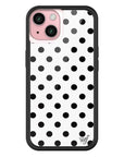 Wildflower iPhone case 15 Polka Dot White Black Cute