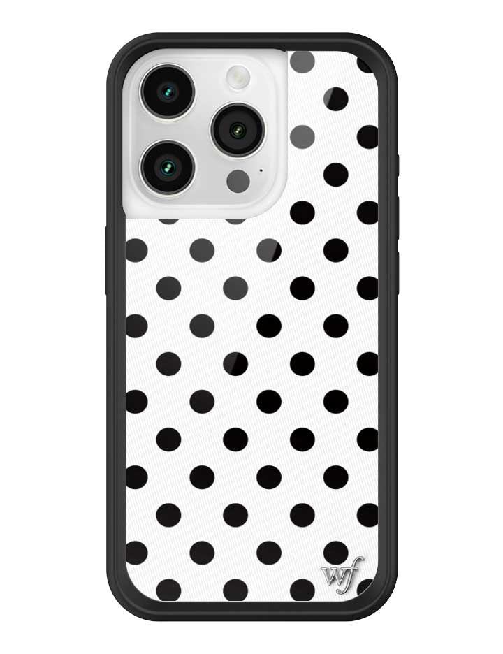 Wildflower iPhone case 15 Pro Polka Dot White Black Cute