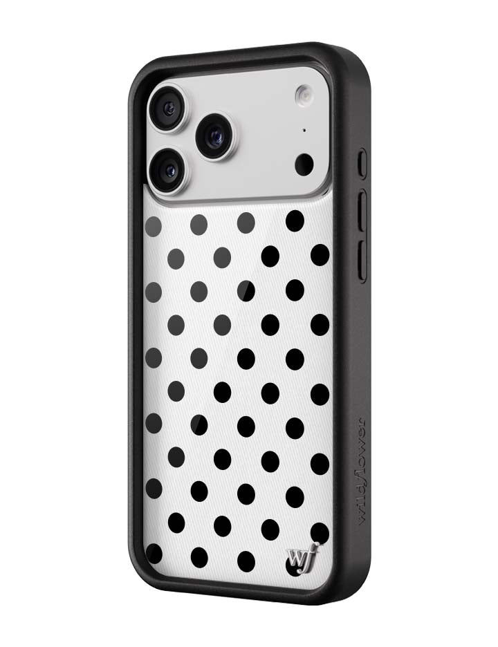 Wildflower iPhone case 17 Pro Max Polka Dot White Black Cute