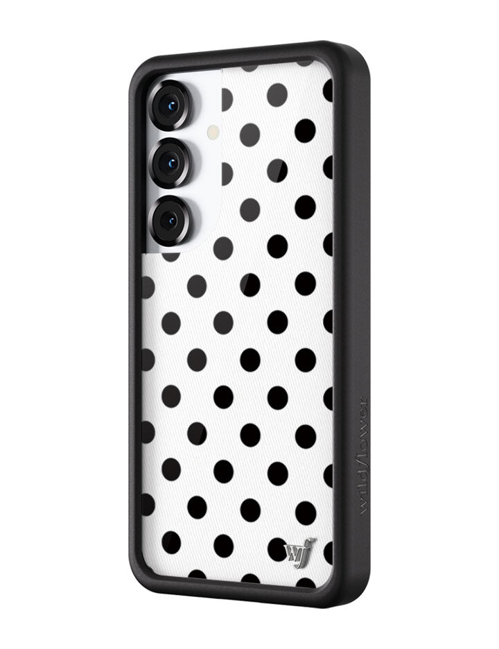 Wildflower Galaxy S25 case Polka Dot White Black Cute