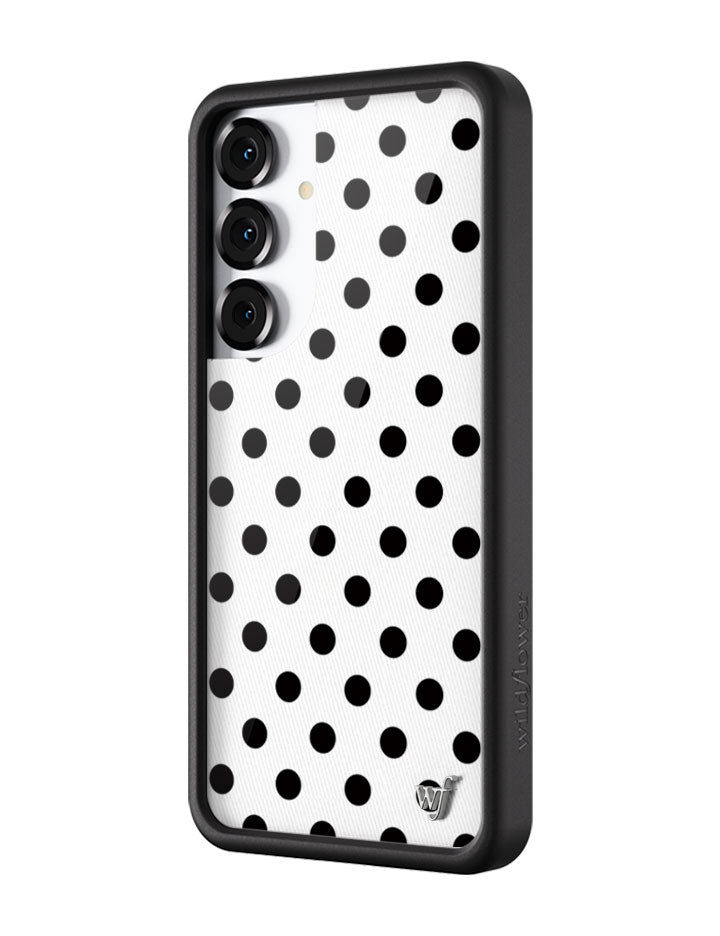 Wildflower Galaxy S25 case Plus Polka Dot White Black Cute