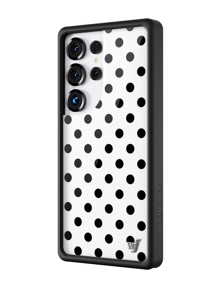 Wildflower Galaxy S25 case Ultra Polka Dot White Black Cute