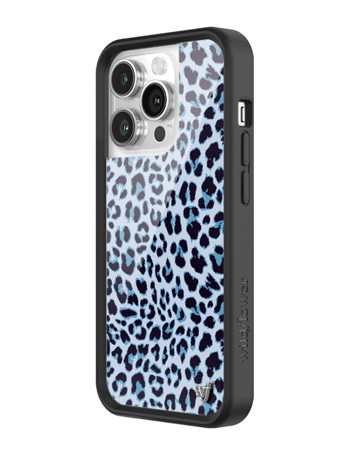 Wildflower iPhone case 14 Pro Blue Meow Leopard Cute