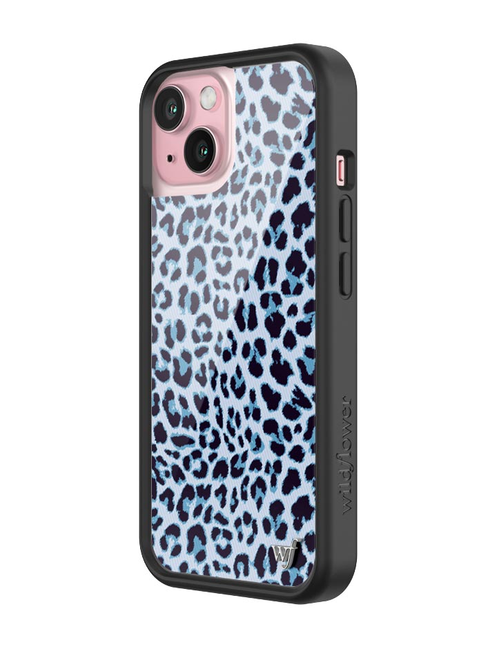 Wildflower iPhone case 15 Blue Meow Leopard Cute