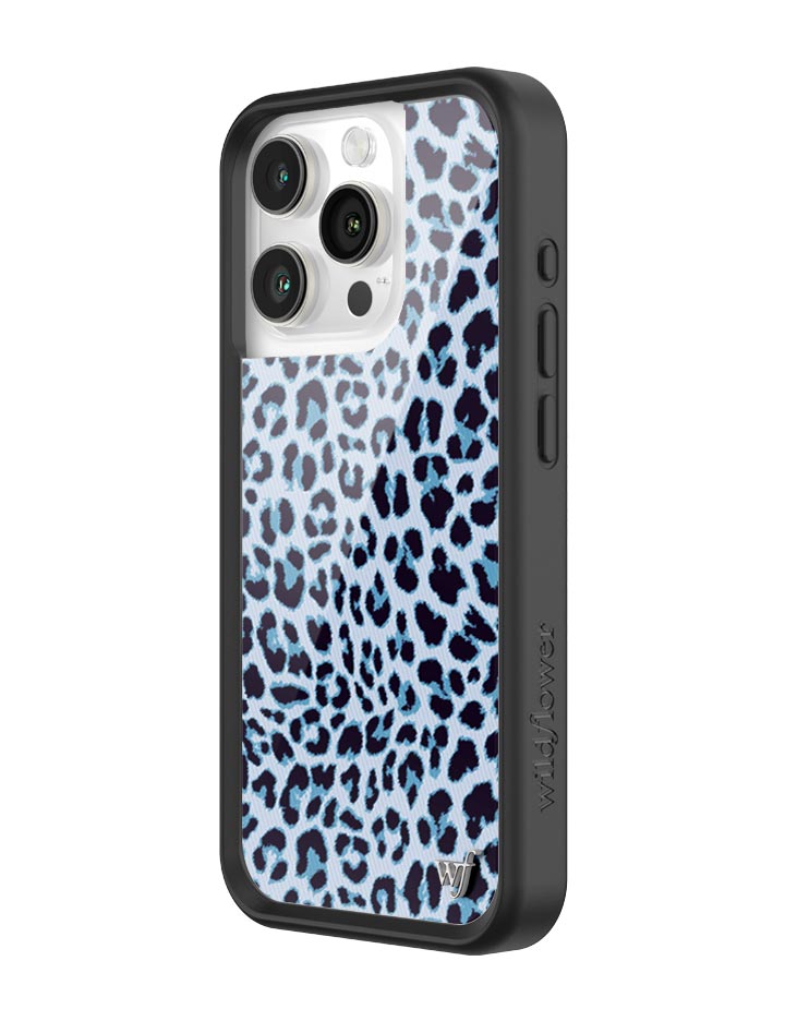 Wildflower iPhone case 15 Pro Blue Meow Leopard Cute