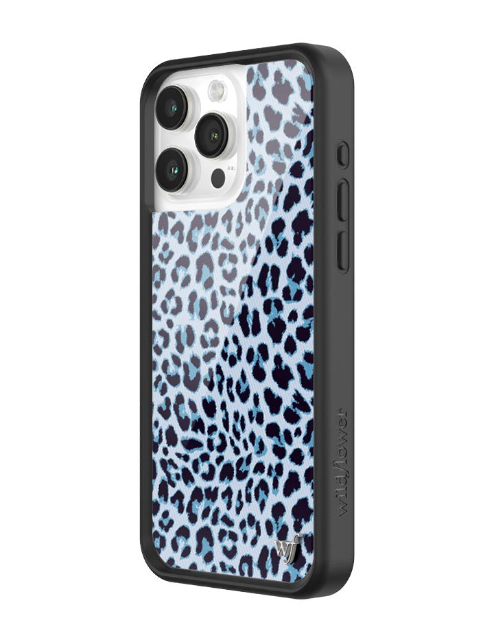 Wildflower iPhone case 15 Pro Max Blue Meow Leopard Cute
