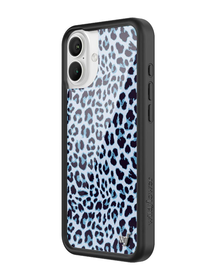 Wildflower iPhone case 16 Plus Blue Meow Leopard Cute