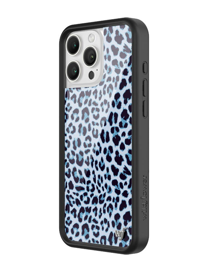 Wildflower iPhone case 16 Pro Max Blue Meow Leopard Cute