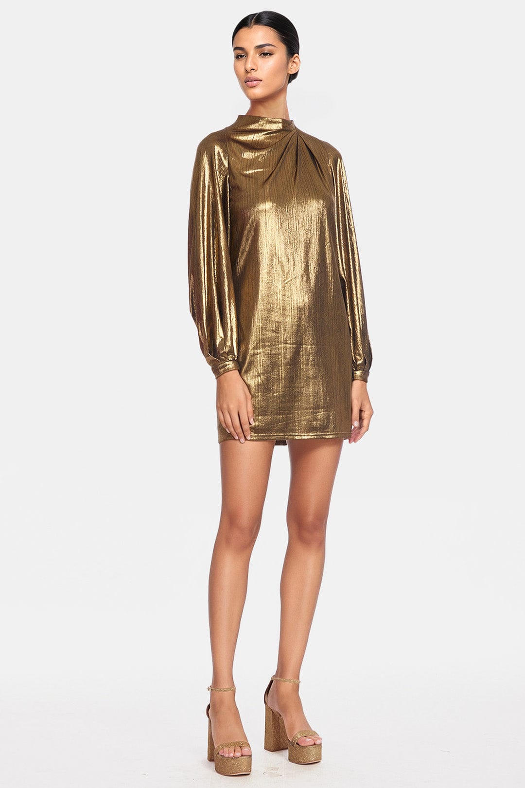 The Aria Metallic Mini Dress - Gold