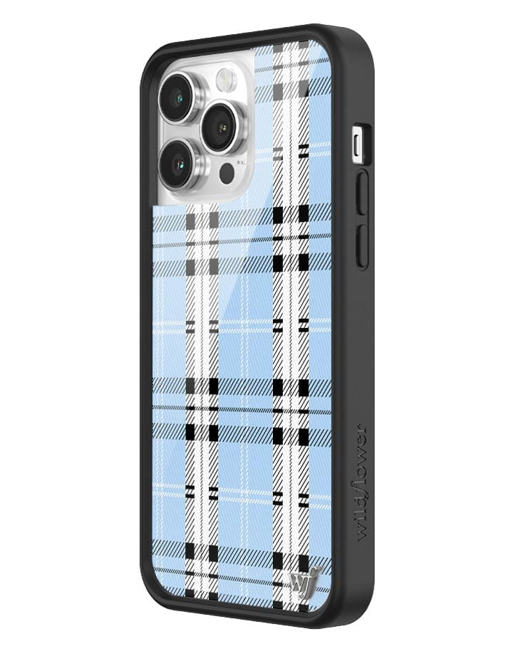 Wildflower iPhone case 14 Pro Max Plaid Blue Cute