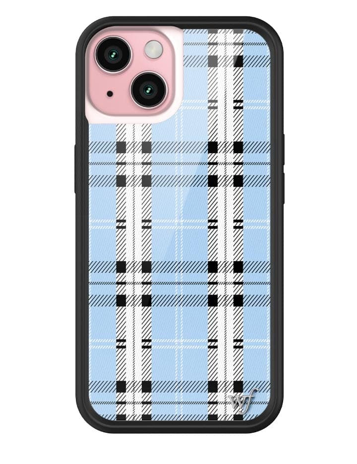 Wildflower iPhone case 15 Plaid Blue Cute