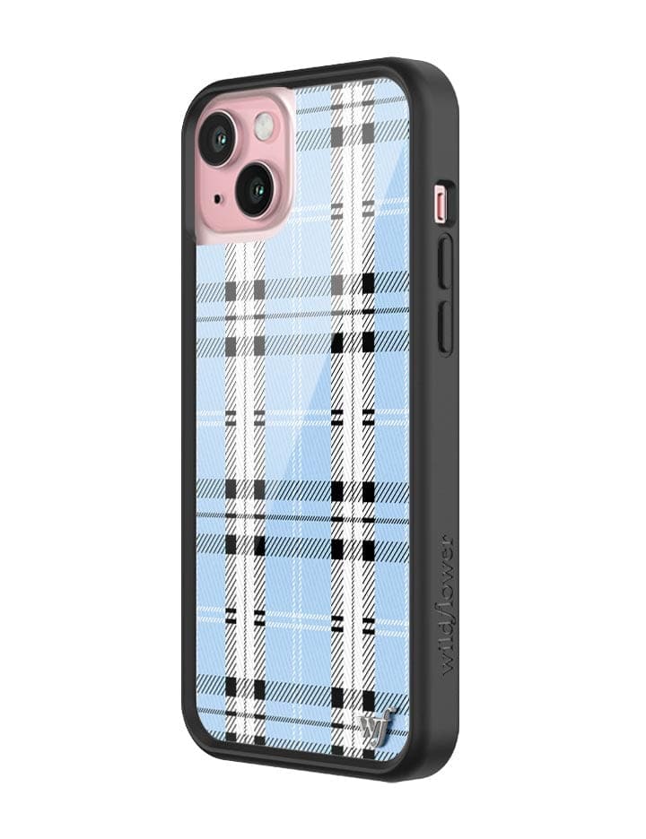 Wildflower iPhone case 15 Plus Plaid Blue Cute