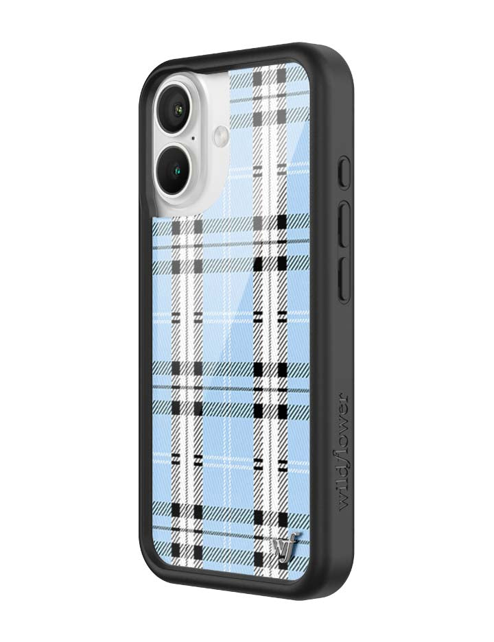Wildflower iPhone case 16 Plaid Blue Cute