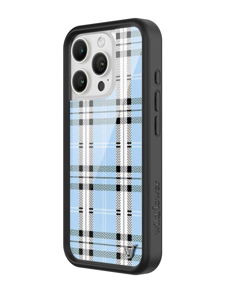 Wildflower iPhone case 16 Pro Plaid Blue Cute