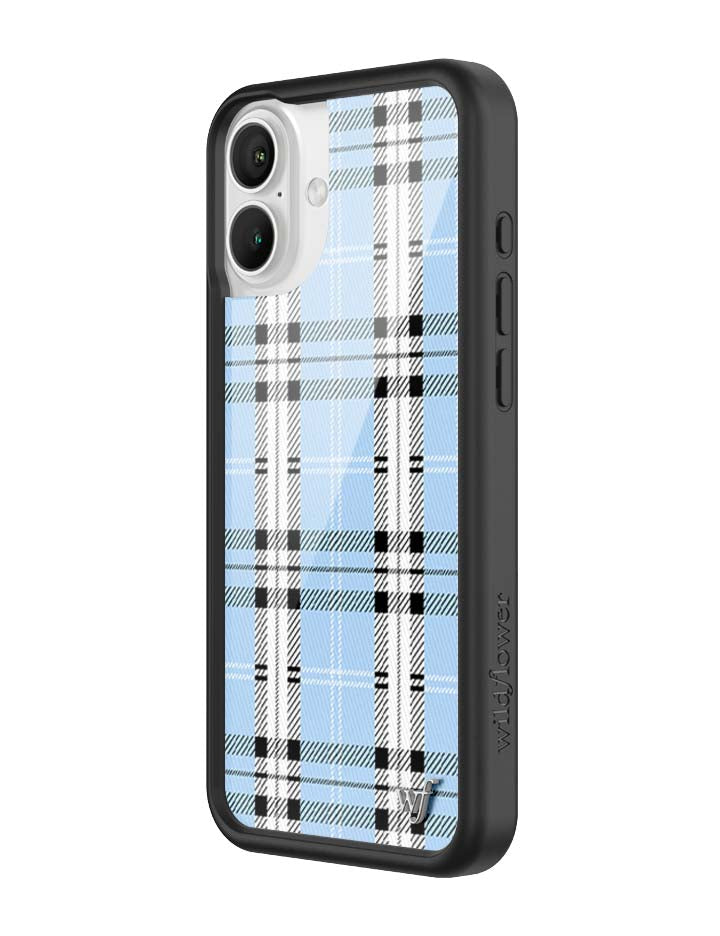 Wildflower iPhone case 16 Plus Plaid Blue Cute